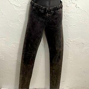 VOCAL Womens SOFT EMBELLISHED Gem STUDDED BLACK STRETCH JEGGINGS S  Grunge Y2K